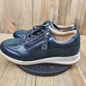Womens Revere Boston size 10 Navy Blue Lizard Leather Sneakers Shoes